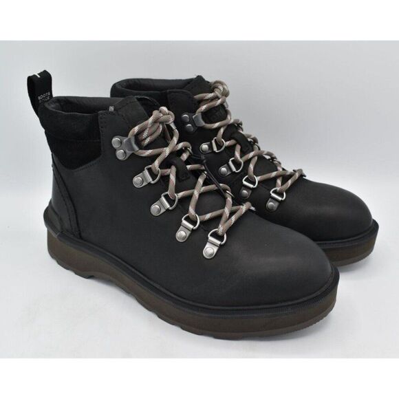 Sorel Womens Size 8.5 Hi Line Hiker Jet Black Waterproof Leather Lace Up Boots - Picture 3 of 12